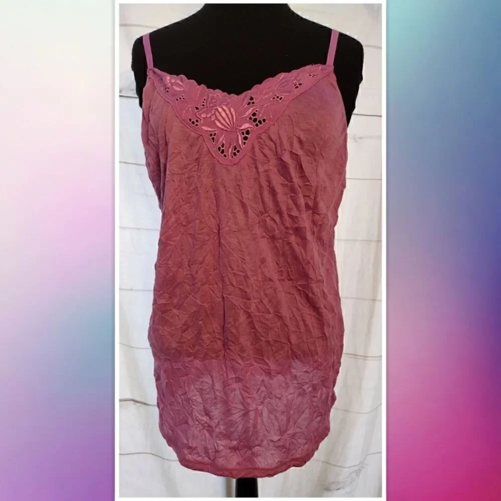 LANE BRYANT Camisole Tank Top Pink Stretch Lace Sleeveless Size 14/16